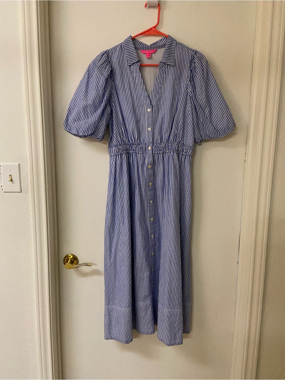 Lilly Pulitzer Tassie Midi Dress Oxford Stripe Coastal Blue Size 6 cotton - Picture 2 of 6